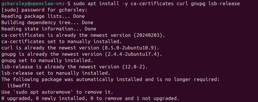 Update package index and install prerequisites